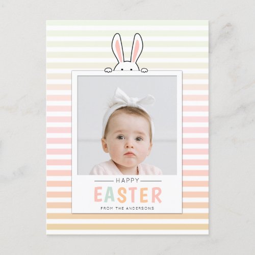 Happy Easter Bunny Ears Picture Holiday Postcard