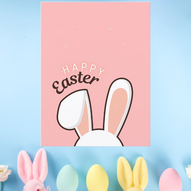 Happy Easter Bunny Ears Pink Postcard (Creator Uploaded)