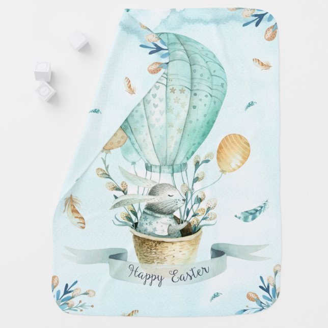 Happy Easter Bunny & Easter Basket Receiving Blanket (In Situ)