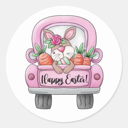 Happy Easter Bunny Easter Classic Round Sticker