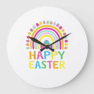 Happy Easter Bunny Easter Egg Hunt Easter Women Gi Large Clock