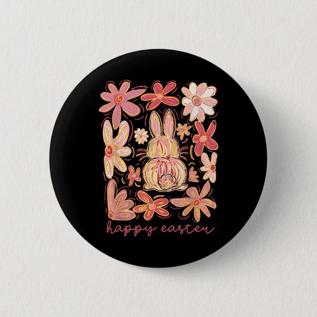 Happy Easter Bunny Easter Egg Hunt Squad Easter Wo Button (Front)