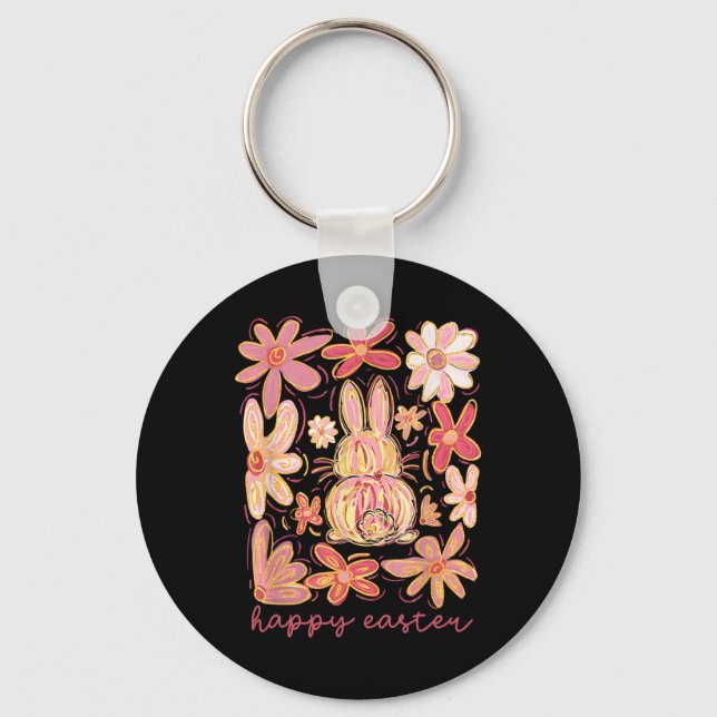 Happy Easter Bunny Easter Egg Hunt Squad Easter Wo Keychain (Front)