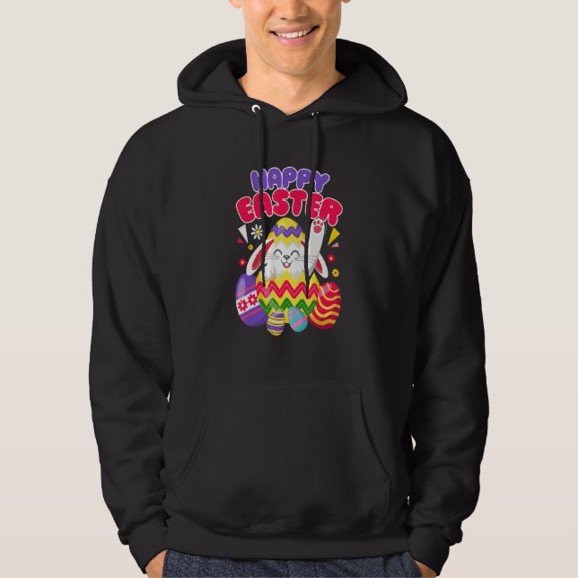 Happy Easter Bunny Easter Eggs Hoodie (Front)