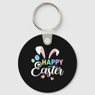 Happy Easter Bunny Easter Eggs Rabbit Ears Womens Keychain