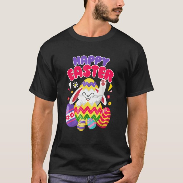 Happy Easter Bunny Easter Eggs   T-Shirt (Front)