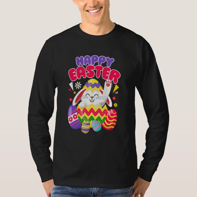 Happy Easter Bunny Easter Eggs T-Shirt (Front)