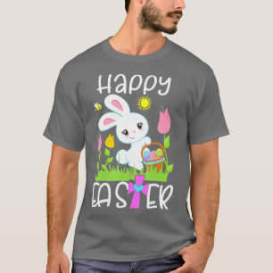 Happy Easter Bunny Egg Basket Honeybee Flower Chri T-Shirt