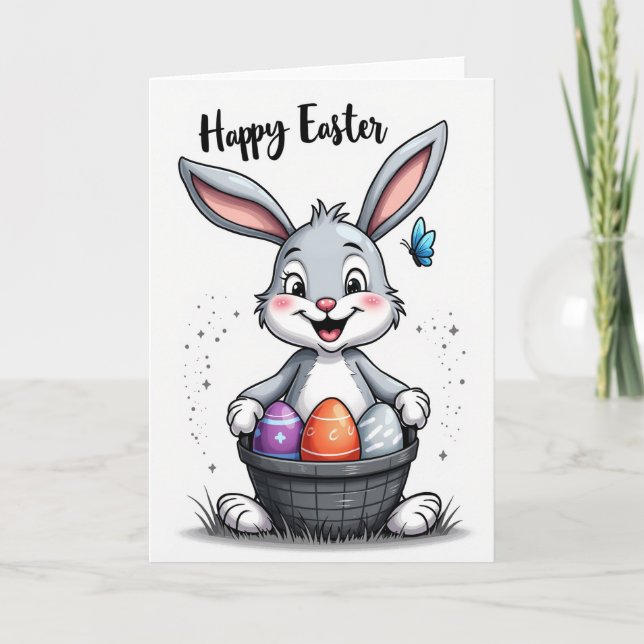 Happy Easter Bunny Egg Card (Front)
