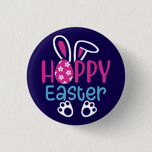 Happy Easter Bunny Egg Cute Spring Design Button (Front)