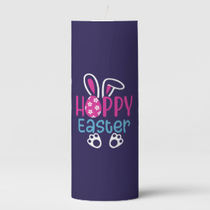 Happy Easter Bunny Egg Cute Spring Design Pillar Candle