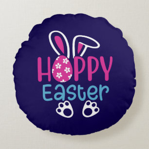 Happy Easter Bunny Egg Cute Spring Design Round Pillow