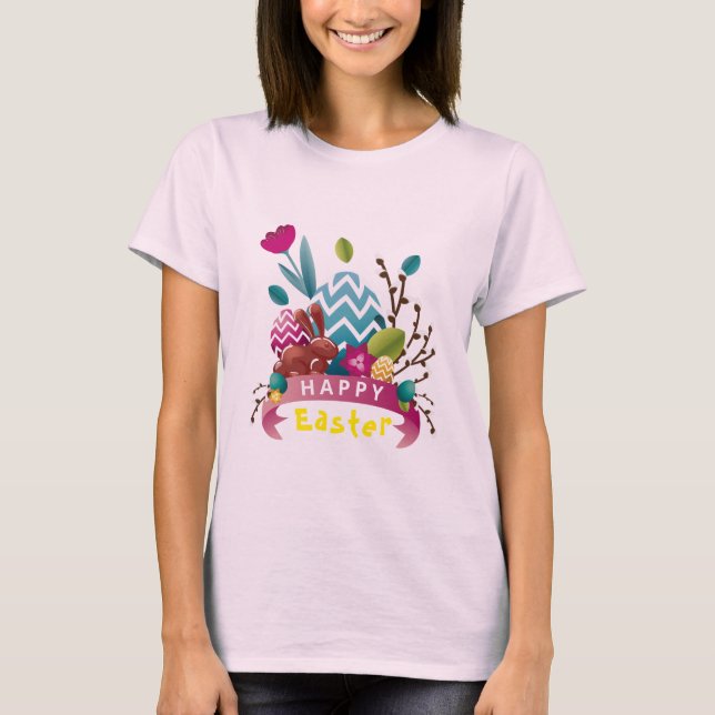 Happy Easter bunny, egg design T-Shirt (Front)