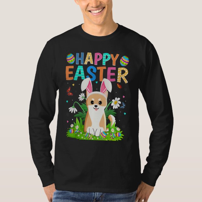 Happy Easter Bunny Egg Funny Akita Inu Dog Easter  T-Shirt (Front)