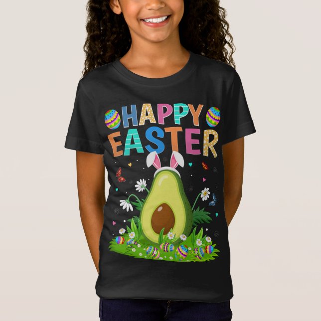 Happy Easter Bunny Egg Funny Avocado Easter Sunday T-Shirt (Front)