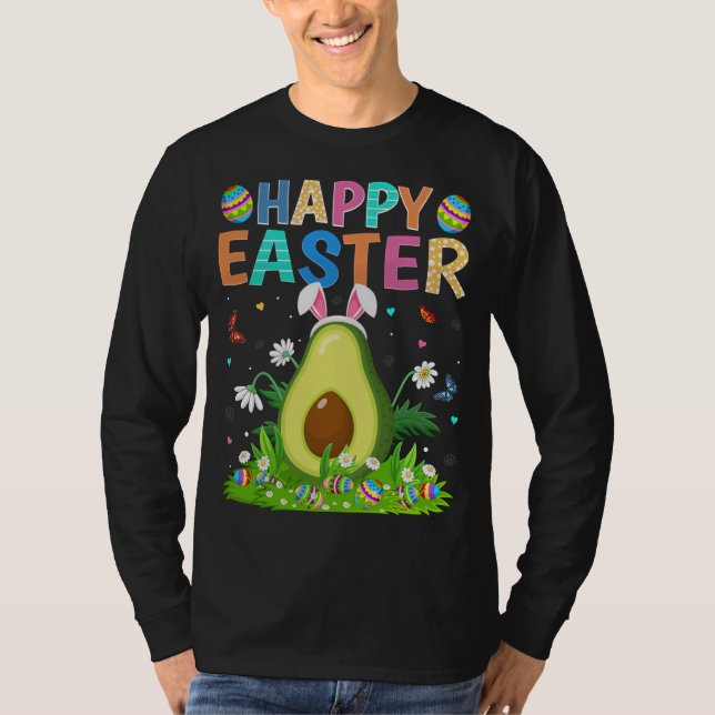 Happy Easter Bunny Egg Funny Avocado Easter Sunday T-Shirt (Front)