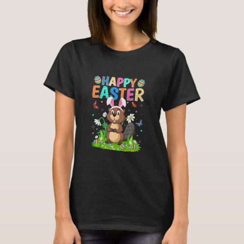 Happy Easter Bunny Egg Funny Beaver Easter Sunday  T_Shirt