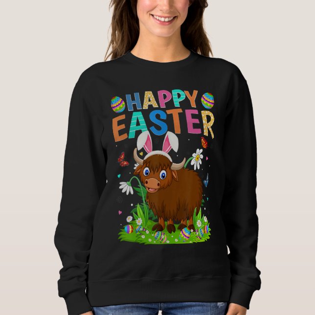 Happy Easter Bunny Egg Funny Buffalo Easter Sunday Sweatshirt (Front)
