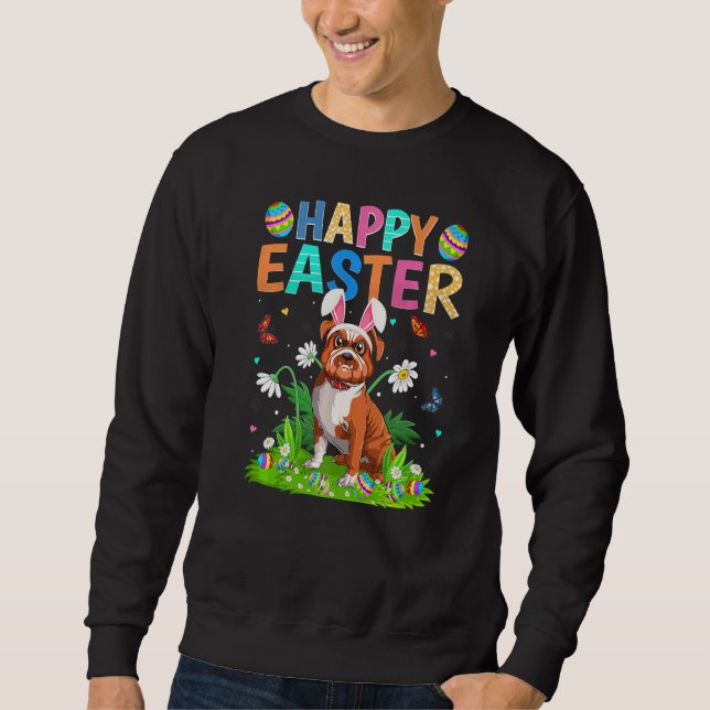 Happy Easter Bunny Egg Funny Bulldog Easter Sunday Sweatshirt (Front)