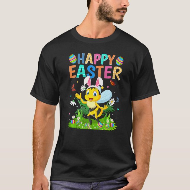 Happy Easter Bunny Egg Funny Bumble Bee Easter Sun T-Shirt (Front)