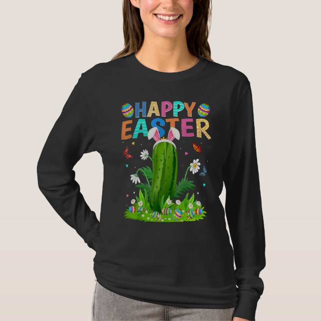 Happy Easter Bunny Egg Funny Cucumber Easter Sunda T-Shirt (Front)