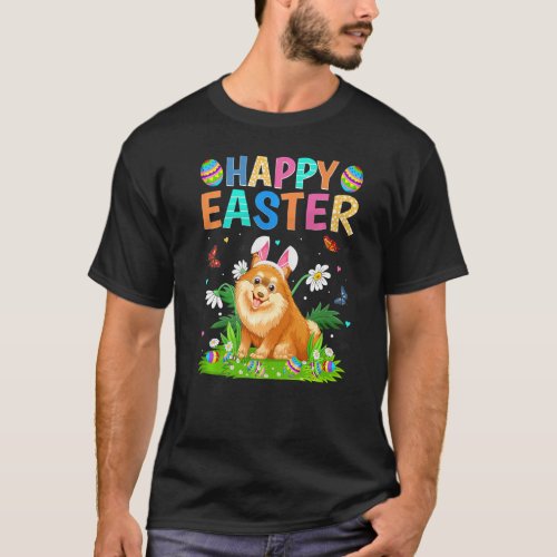 Happy Easter Bunny Egg Funny Pomeranian Dog Easter T_Shirt