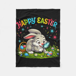 Happy easter bunny egg hunt kids spring fleece blanket