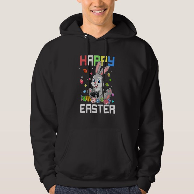 Happy Easter Bunny Egg Video Game Boys Kids Men Ea Hoodie (Front)