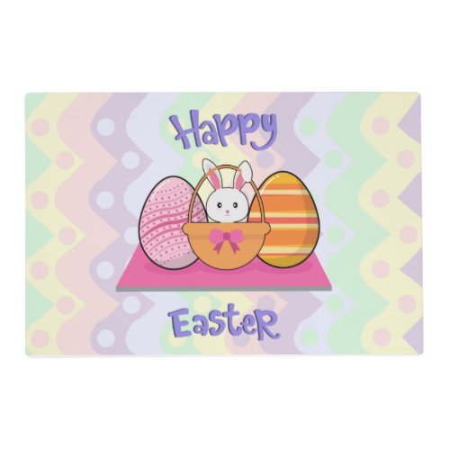 Happy Easter Bunny Eggs Basket Cute Easter  Placemat