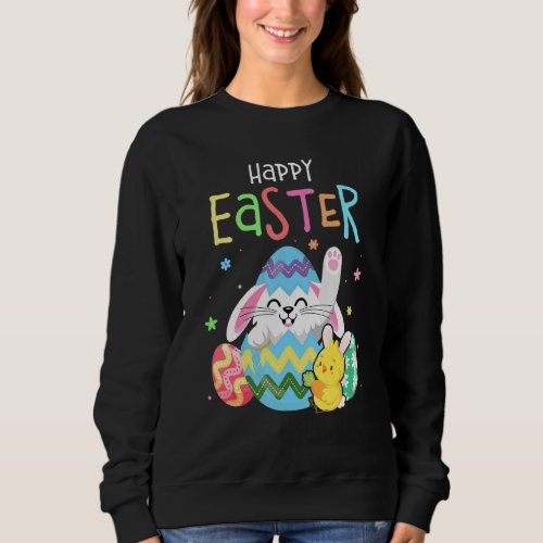 Happy Easter  Bunny Eggs Chick Boys Girls Kids Tod Sweatshirt