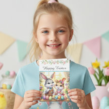 Happy Easter Bunny & Eggs Greeting 