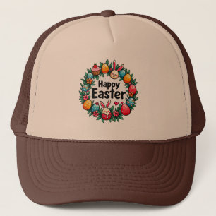Happy Easter – Bunny & Eggs Illustration boné Trucker Hat