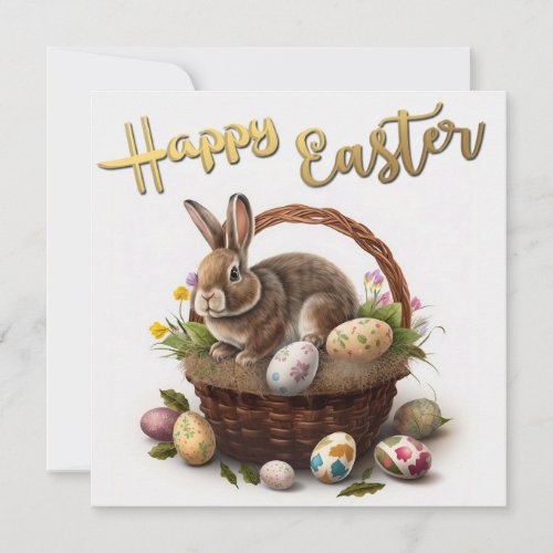 Happy Easter bunny eggs multicolore Holiday Card