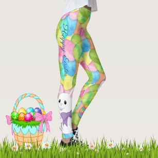Rabbit Leggings, Easter Leggings, Bunny Leggings, Easter Egg Leggings,  Easter Costume, Easter Yoga Pants, Easter Outfit, Womens Leggings 