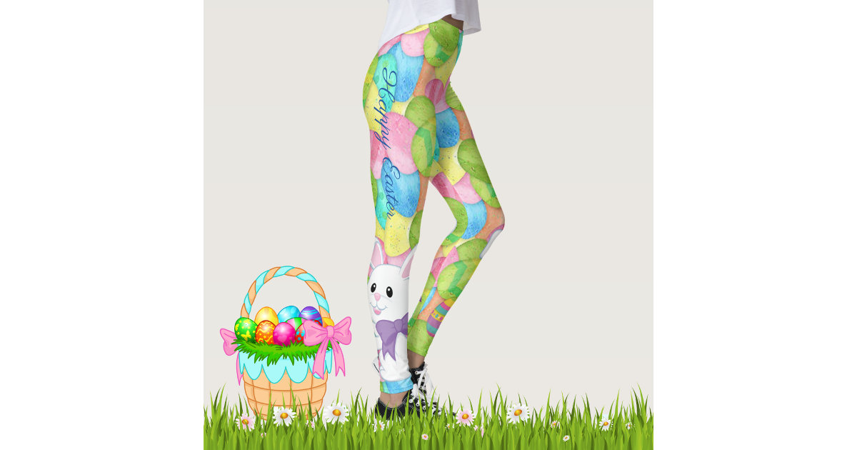 Happy Easter Bunny Eggs Personalize Women's XS - L Leggings