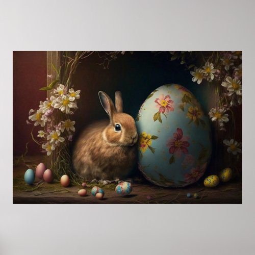 Happy Easter bunny eggs Poster