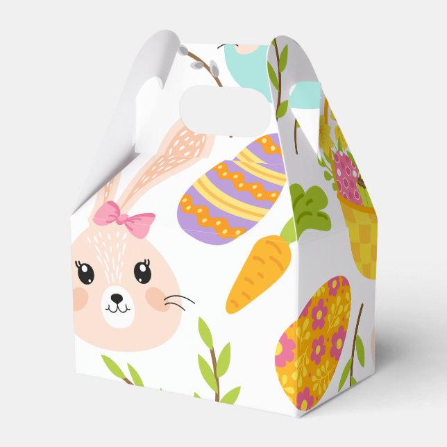 Happy Easter Bunny Eggs, Spring Pattern Gift Favor Boxes (Front Side)