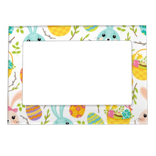 Happy Easter Bunny Eggs Spring Pattern Gift Magnetic Frame