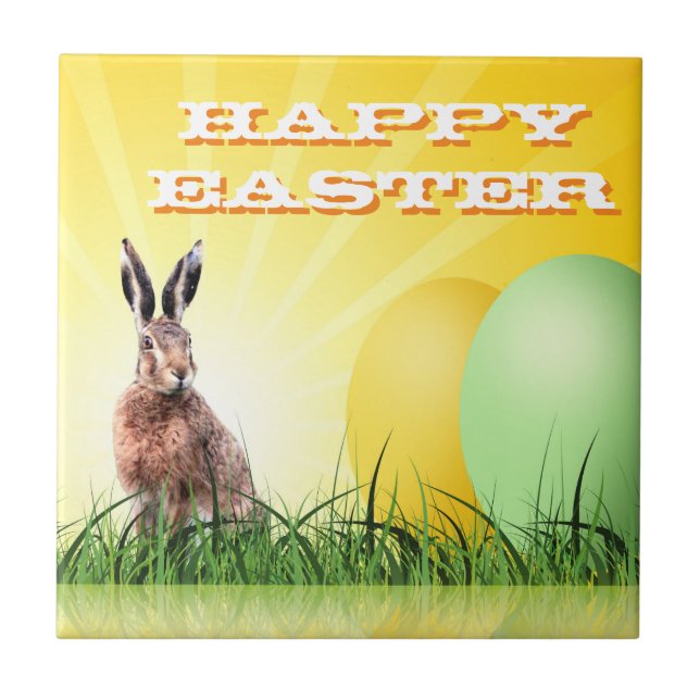 HAPPY EASTER - Bunny & Eggs Tile (Front)