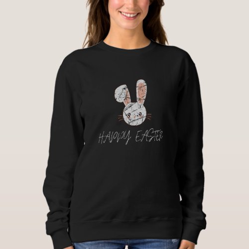 Happy Easter Bunny Face Funny Egg Hunting Girls Bo Sweatshirt