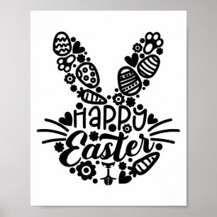 Happy Easter, Bunny Face Men Women Kids Cute Easte Poster