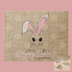 Happy Easter Bunny Face Neutral Polka Dots Jigsaw Puzzle
