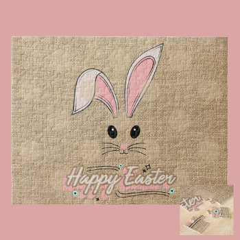 Happy Easter Bunny Face Neutral Polka Dots Jigsaw Puzzle by Sozo4all at Zazzle