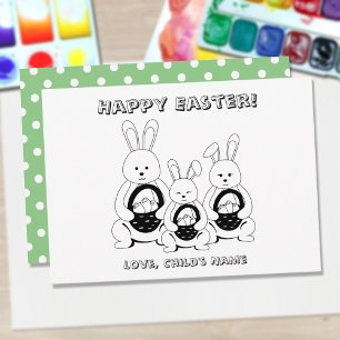 Happy Easter Bunny Family Coloring Page