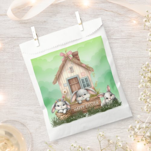 Happy Easter Bunny Family House and Sign Favor Bag