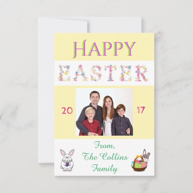 Happy Easter Bunny Family Photo Card Customize (Front)