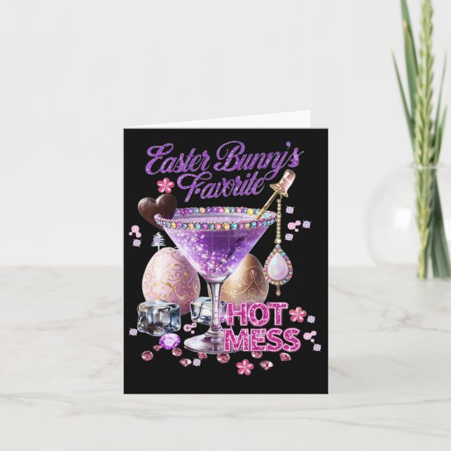 Happy Easter Bunny Favorite Hot Mess Cute Martini  Card (Front)