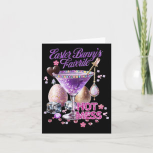 Happy Easter Bunny Favorite Hot Mess Cute Martini  Card