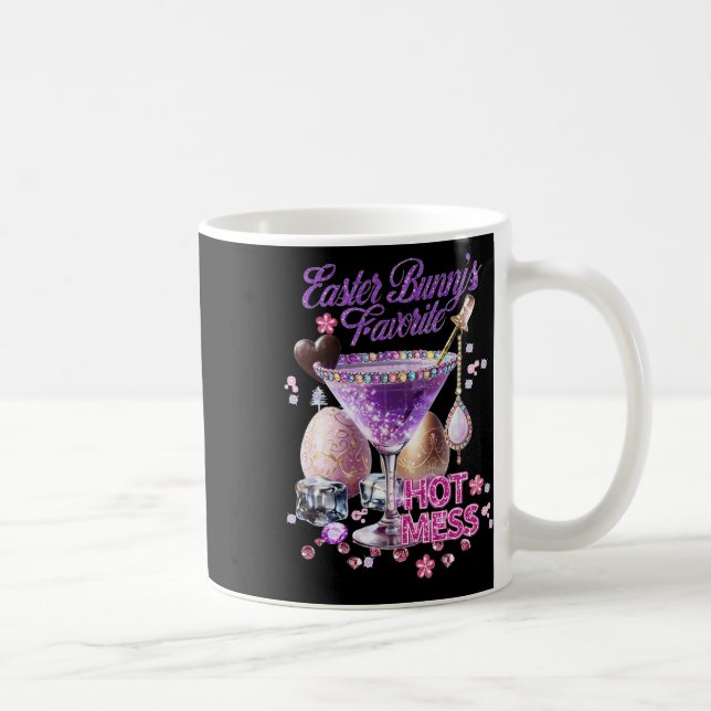 Happy Easter Bunny Favorite Hot Mess Cute Martini  Coffee Mug (Right)