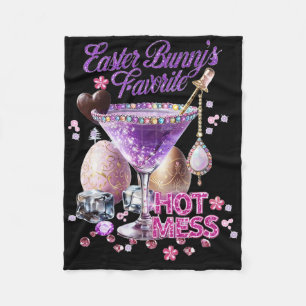 Happy Easter Bunny Favorite Hot Mess Cute Martini  Fleece Blanket